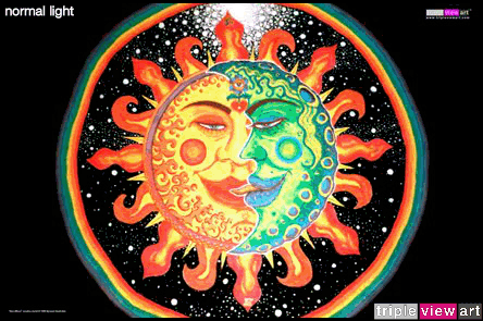 psychedelic sun and moon wallpaper
