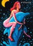 "Dolphin Girl" psychedelic postcard, blacklight postcard, glow-in-the-dark postcard