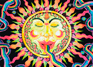 "Rainbow Sun" psychedelic postcard, blacklight postcard, glow-in-the-dark postcard