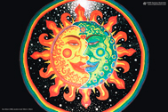 "Sun+Moon" psychedelic poster, blacklight poster, glow-in-the-dark poster
